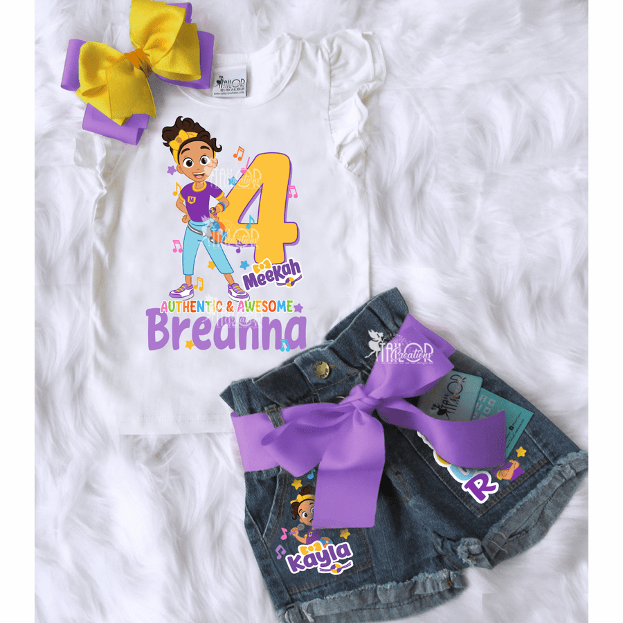 Meekah from Blippi Birthday Party Outfit - Meekah Blippi Denim Outfit Girls