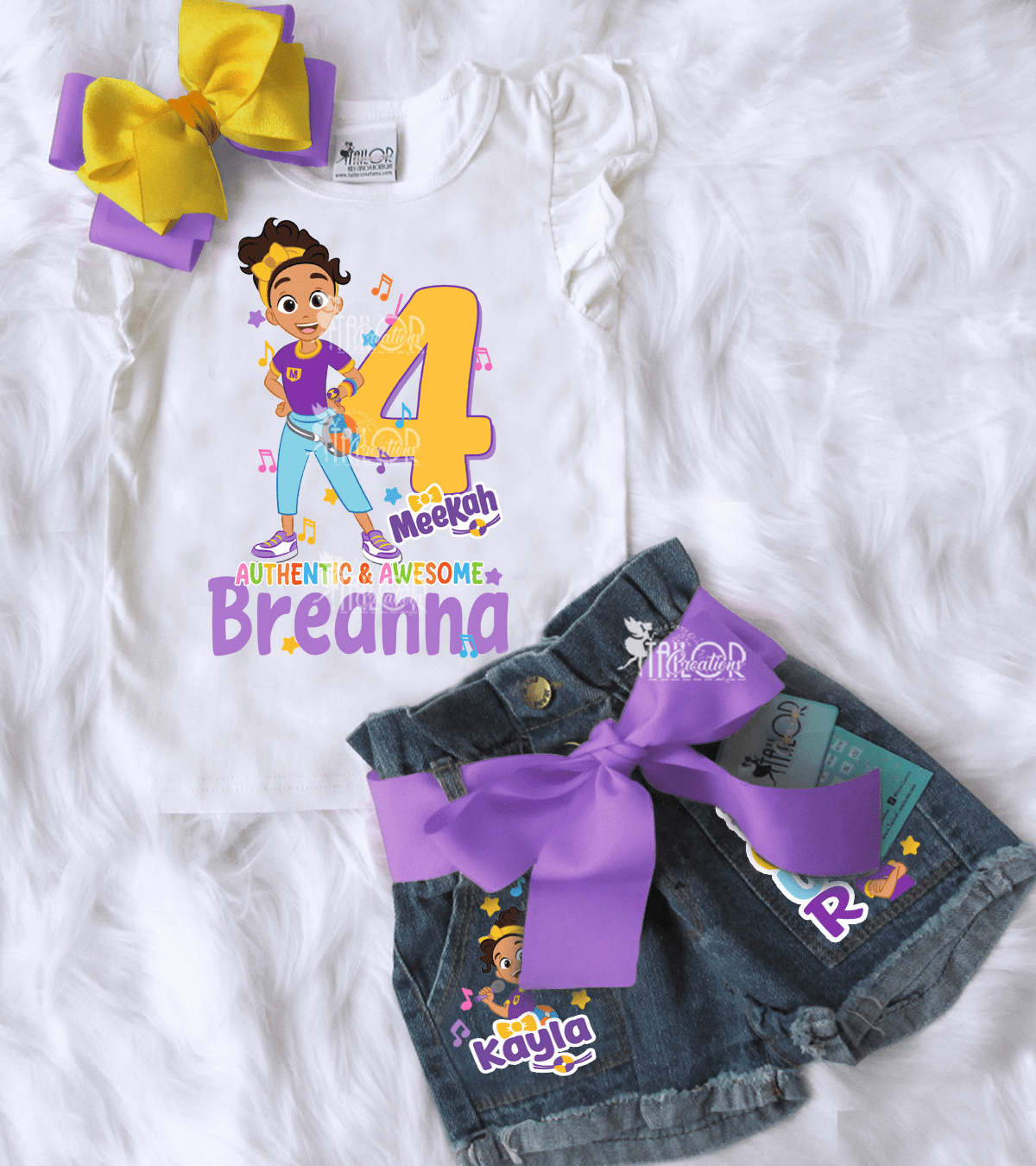 Meekah from Blippi Birthday Party Outfit - Meekah Blippi Denim Outfit Girls