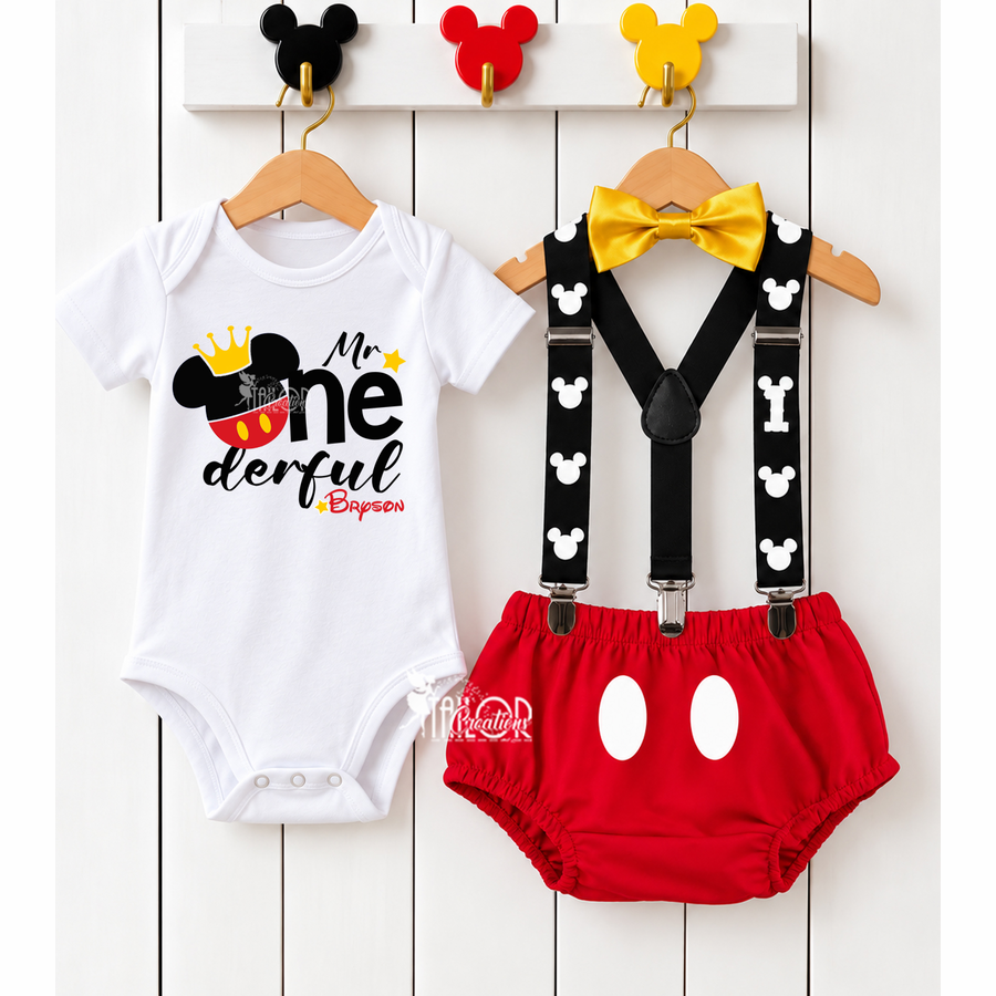 Mickey Mouse Cake Smash Outfit - Mickey Mouse Cake Smash Ideas - Mickey Mouse Suspenders