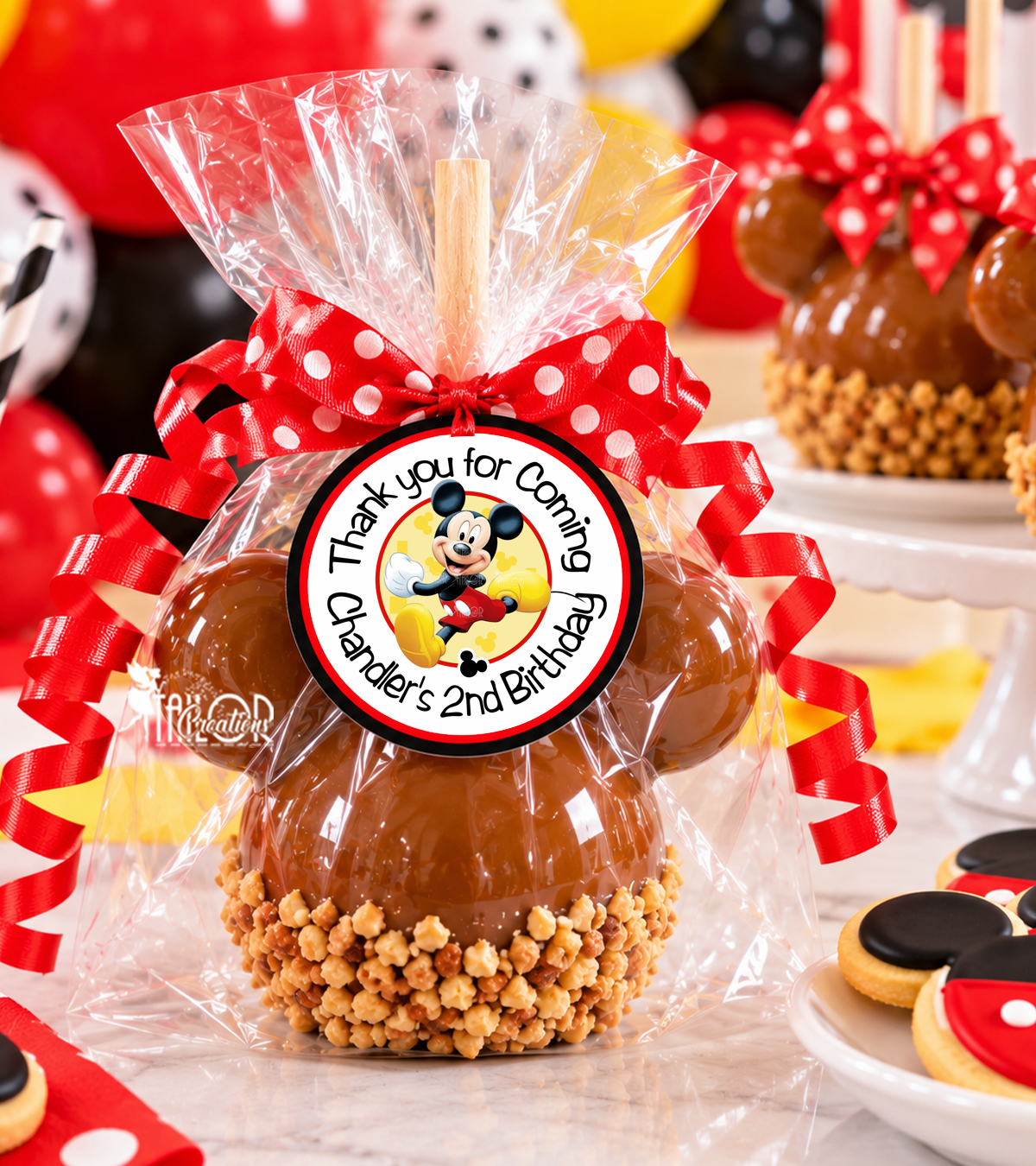 Mickey Mouse Custom Thank You Birthday Favor Stickers - Mickey Mouse Party Label Stickers