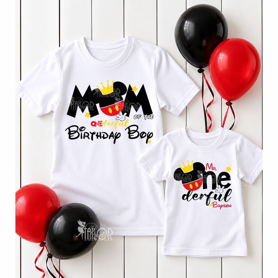 Mickey Mouse First Birthday Matching Family Birthday Shirts - Mickey Mr Onederful Birthday Shirt Matching Outfit