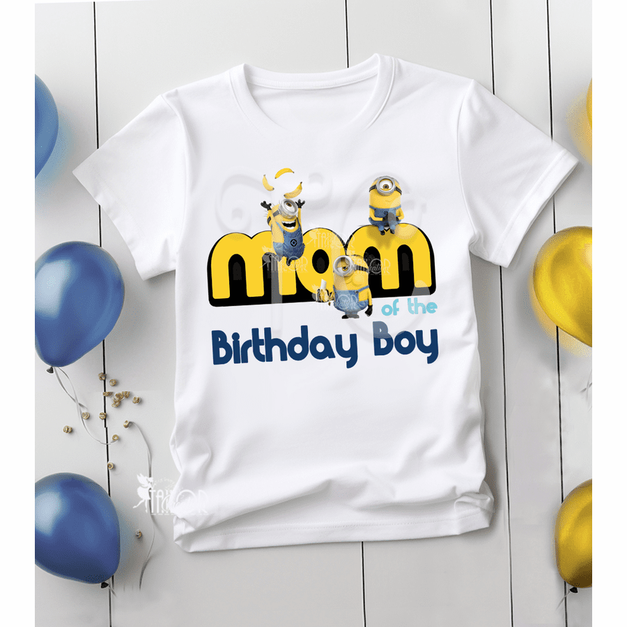Minions Birthday Party Matching Family Mom Dad Tee Shirt - Minions Birthday Tees