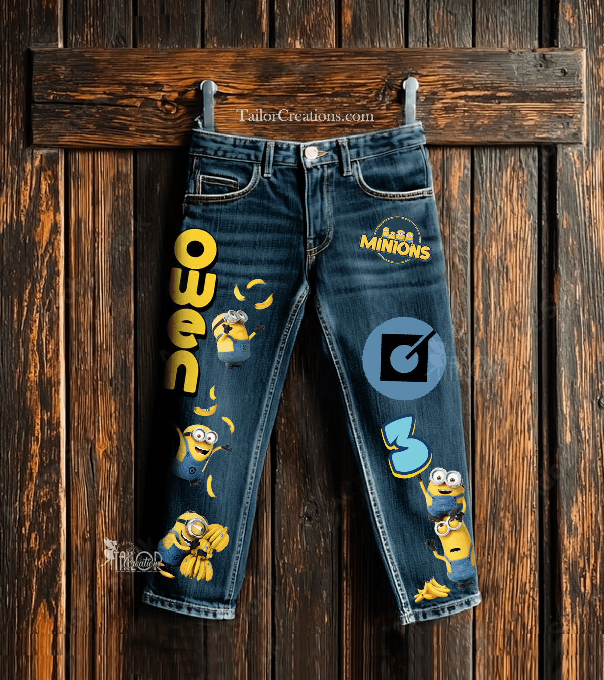 Minions Custom Denim Jeans Pants Boys Girls - Despicable Me Denim Birthday Outfit