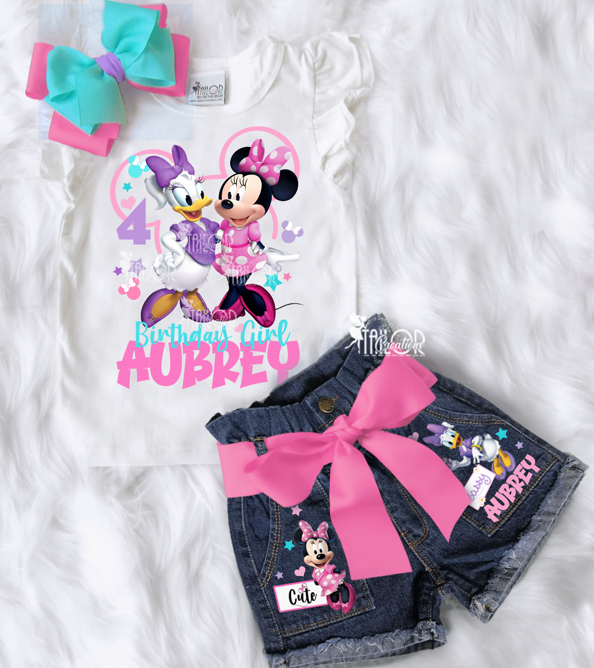 Minnie and Daisy Denim Shorts Set - Minnie and Daisy Birthday Party Outfit
