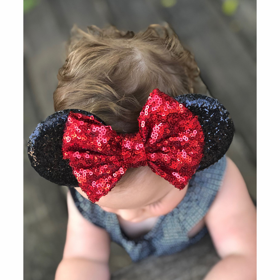 Minnie Mouse Baby Headband - Minnie Mouse Headband and Barefoot Sandals Set