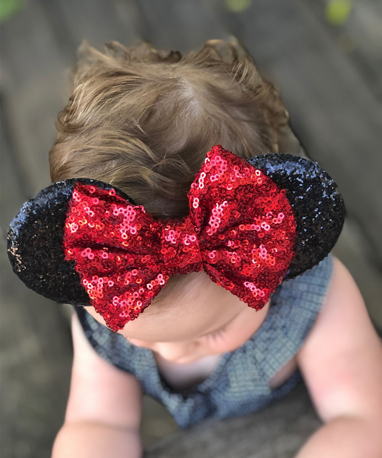 Minnie Mouse Baby Headband - Minnie Mouse Headband and Barefoot Sandals Set