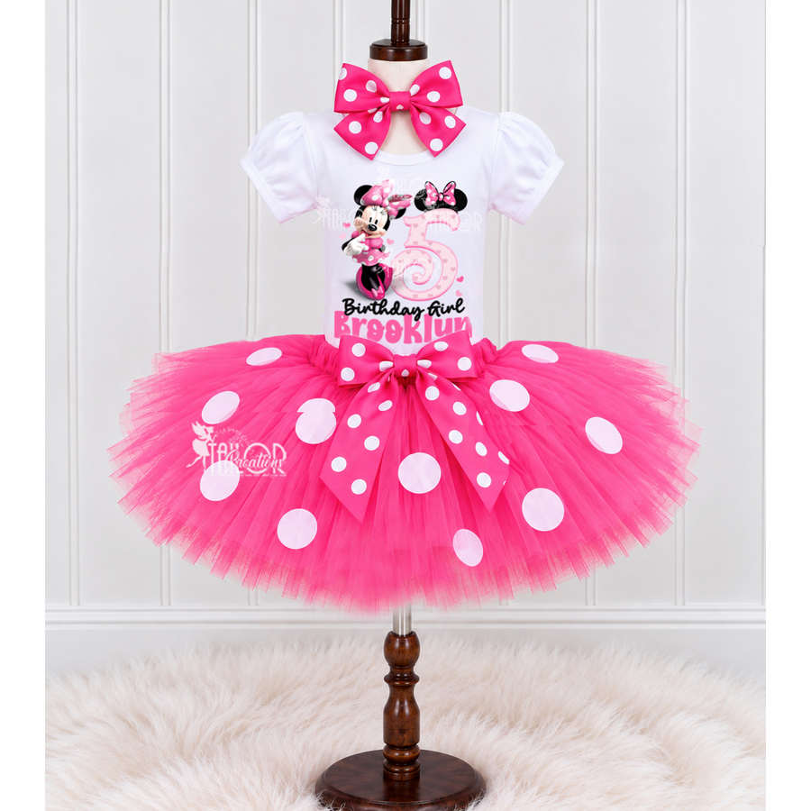Minnie Mouse Birthday Dress Tutu for Girls - Minnie Pink Polka Dot Birthday Outfit