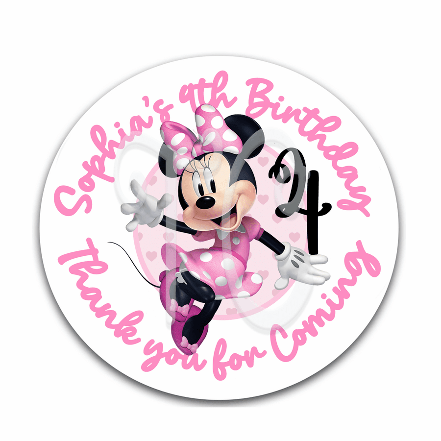 Minnie Mouse Birthday Gift Sheet Label Stickers - Disney Minnie Mouse Party Favor Stickers