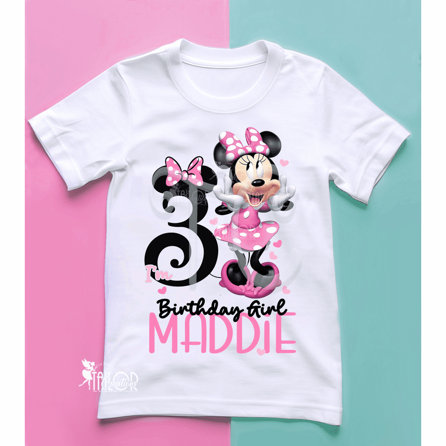 Minnie Mouse Birthday Tee Shirt - Cute Minnie Mouse Birthday Outfit for Girls