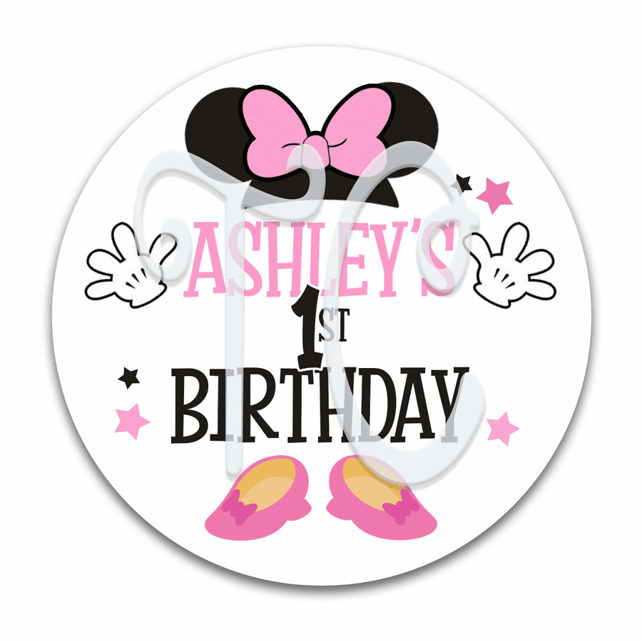 Minnie Mouse Custom Birthday Stickers, Minnie Cupcake Toppers, Minnie Miss Onederful Party, Minnie Personalized Labels, Minnie 1st Birthday Favors