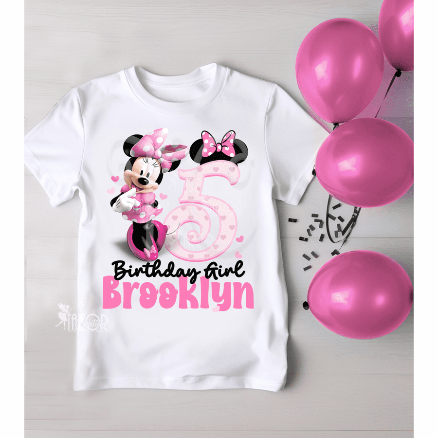 Cute Minnie Mouse Custom Birthday T Shirt - Minnie Mouse Birthday Party Outfit 