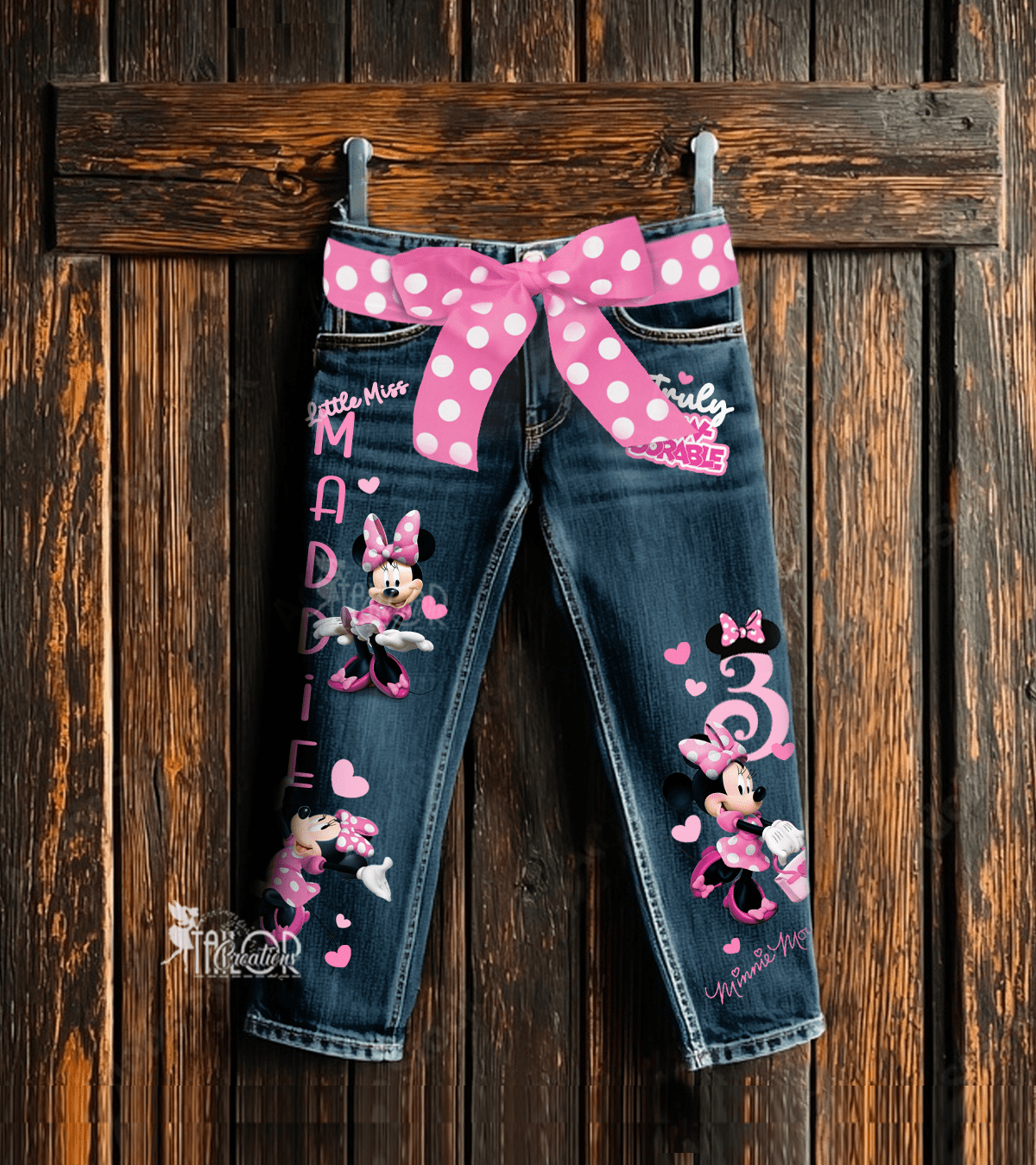 Minnie Mouse Denim Jeans Girls - Disney Personalized Jeans Kids Birthday Gift