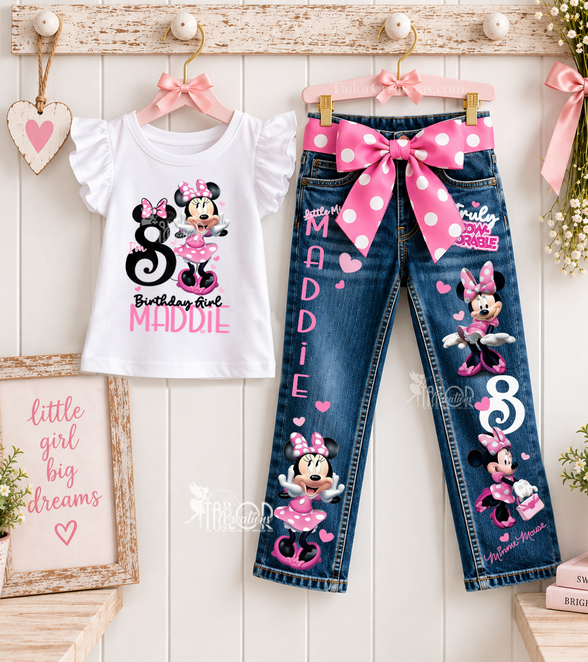 Minnie Mouse Denim Jeans Girls - Disney Personalized Jeans Kids Birthday Gift 