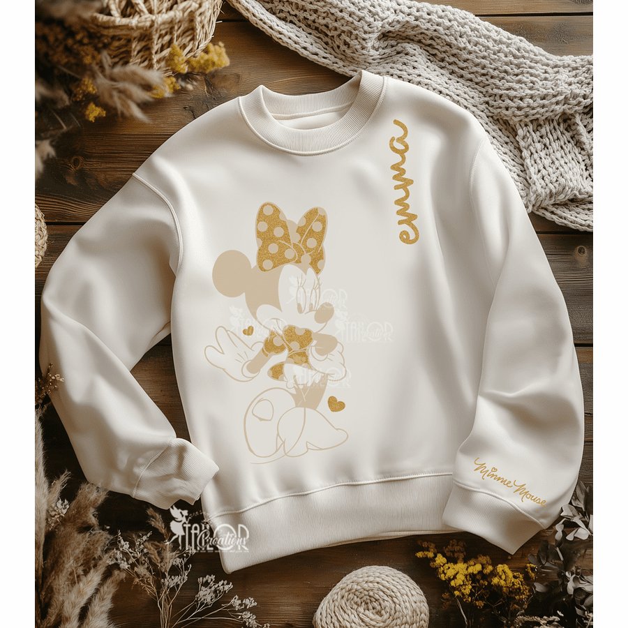 Minnie Mouse Gold Sweater Legging Outfit - Minnie Mouse Custom Sweatshirt Toddler Adult