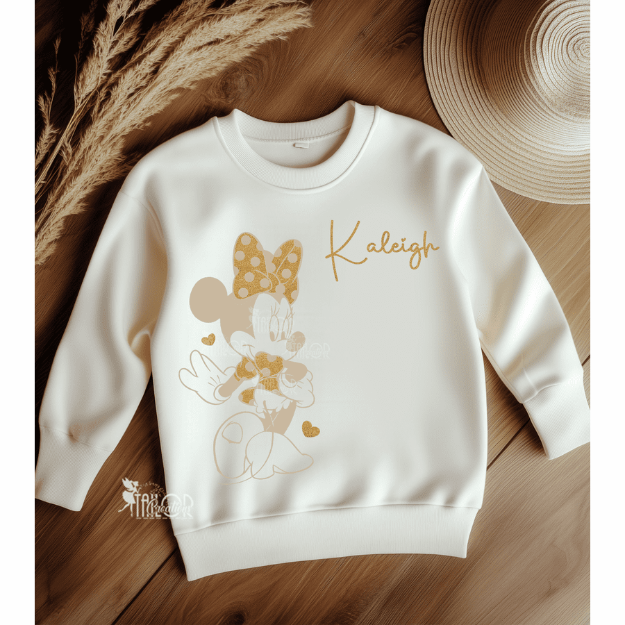 Minnie Mouse Gold Sweater Legging Outfit - Minnie Mouse Custom Sweatshirt Toddler Adult