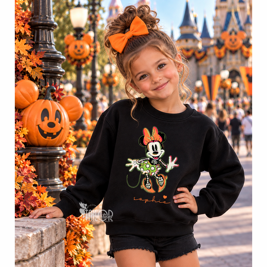 Minnie Mouse Halloween Custom Sweatshirt Toddler Girl Kids - Disneyland Halloween Sweatshirt