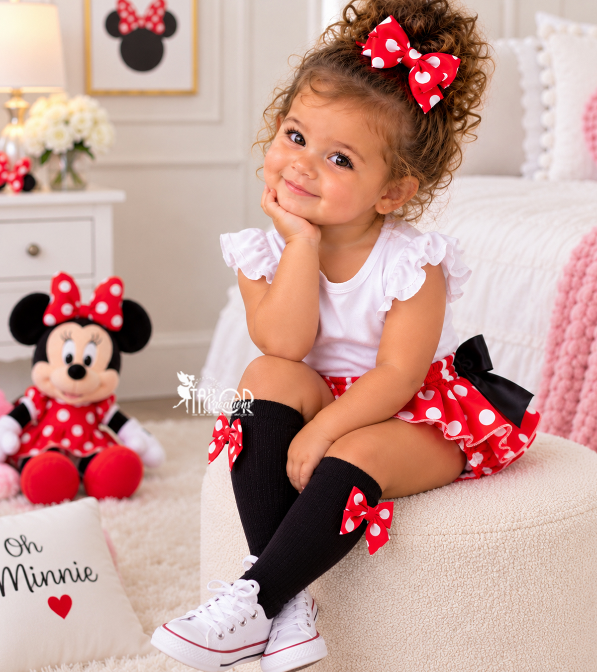 Minnie Mouse Polka Dot Bow Knee High Socks for Girls - Boutique Bow Socks for Toddler Girls