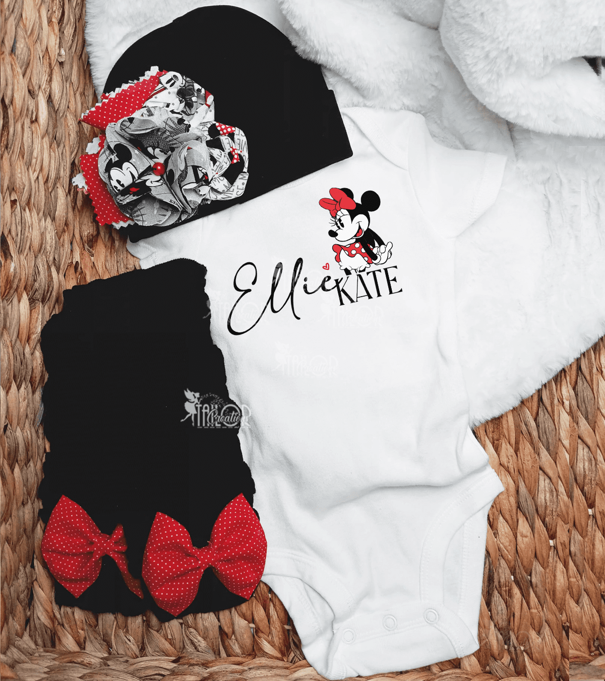 Retro Minnie Mouse Baby Girl Outfit Gift Box Set - Disney Baby Shower Gift Ideas