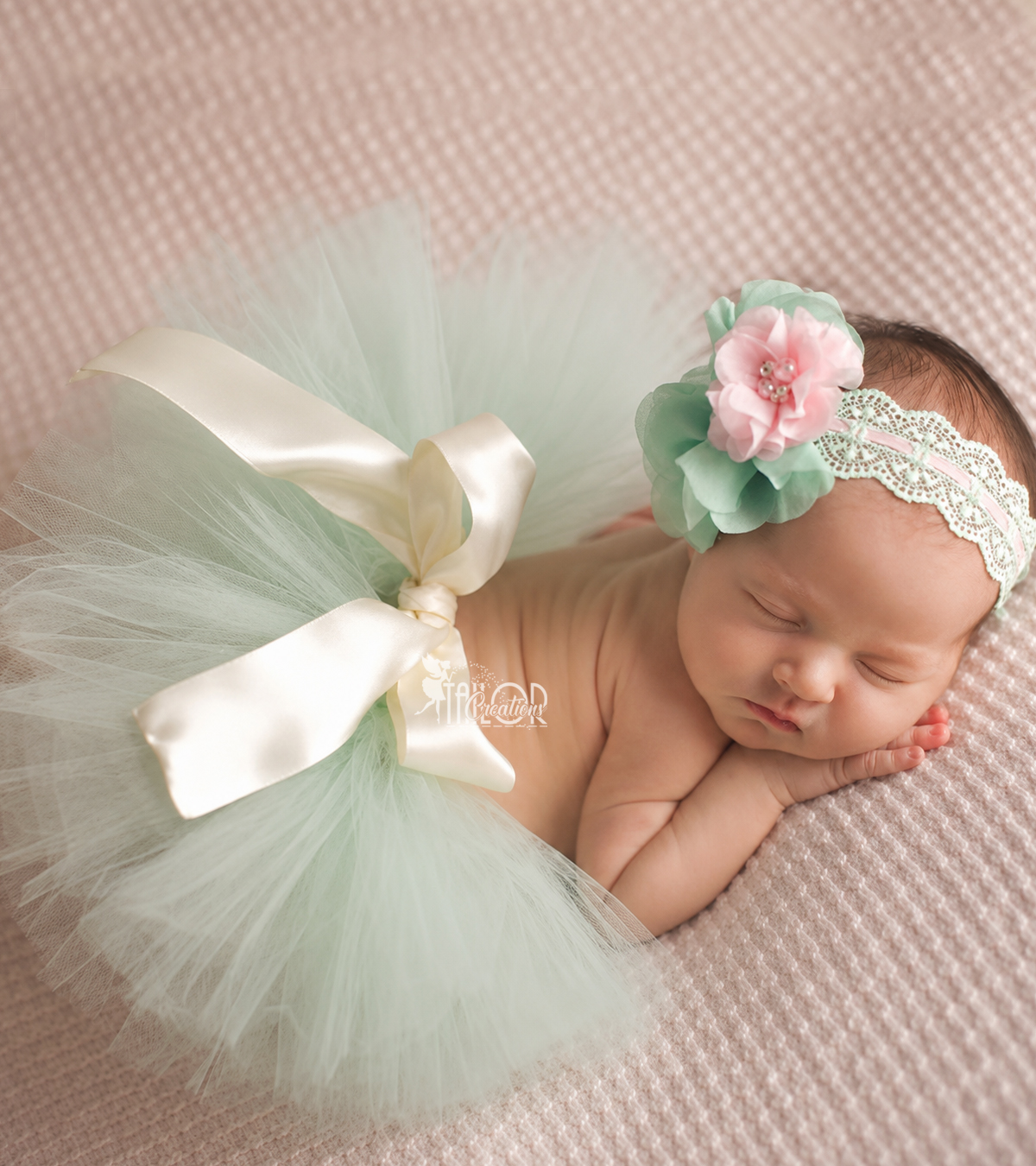 Mint and Ivory Newborn Tutu Set, Newborn Tutu, Custom Newborn Tutu, Ivory Baby Tutu