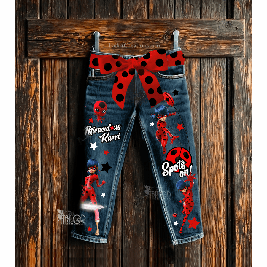 Miraculous Ladybug Pants - Miraculous Ladybug Denim Jeans - Miraculous Ladybug Birthday Party Outfit