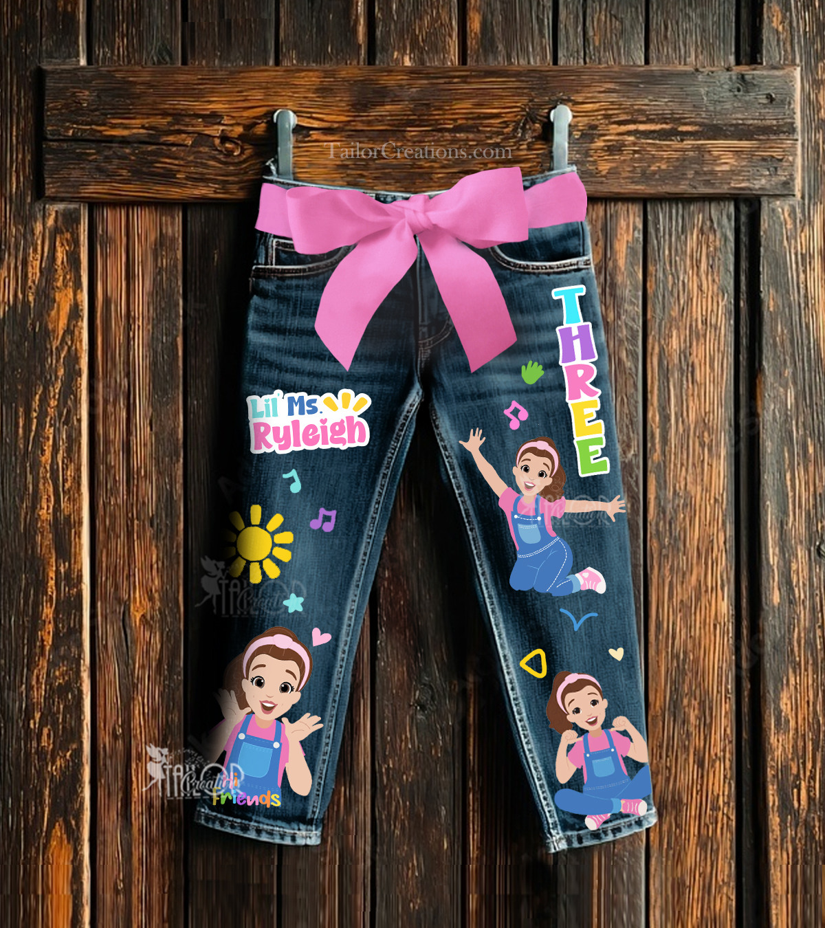 Ms Rachel Custom Denim Jeans Pants - Ms Rachel Birthday Party Denim Outfit - Ms Rachel Birthday Shirt