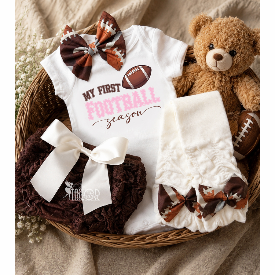 My First Football Season Onesie Baby Girl Outfit - Football Husband Pregnancy Announcement Gift Box