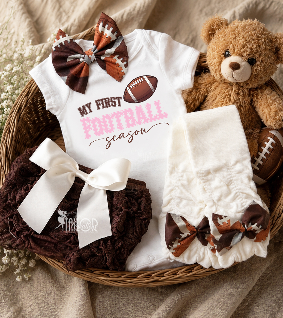 My First Football Season Onesie Baby Girl Outfit - Football Husband Pregnancy Announcement Gift Box