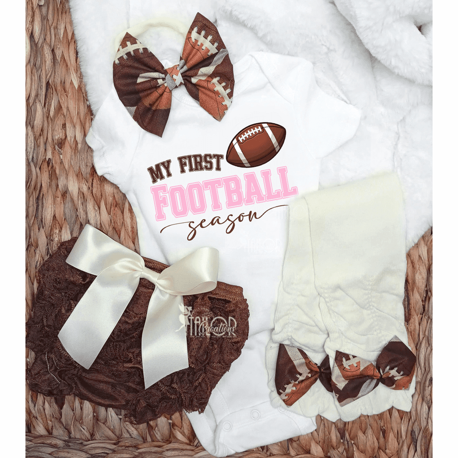 My First Football Season Onesie Baby Girl Outfit - Football Husband Pregnancy Announcement Gift Box