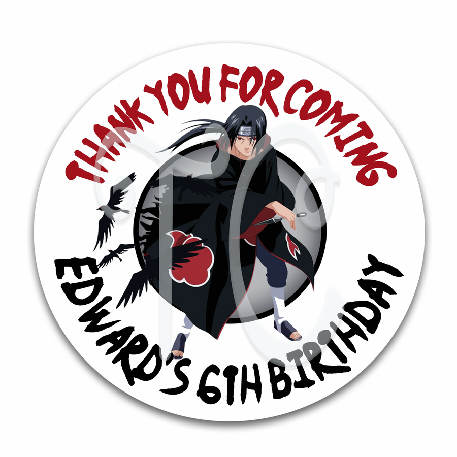 Naruto Akatsuki Custom Name Birthday Party Gift Tag Labels Stickers - Anime Birthday Party Favor Stickers