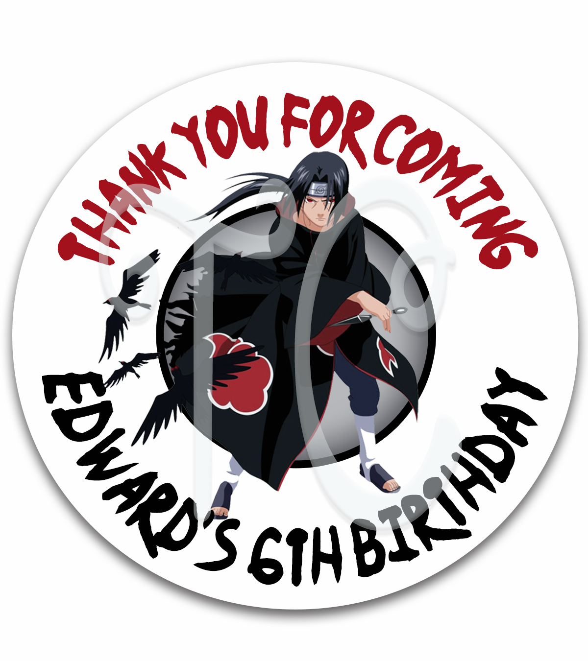 Naruto Akatsuki Custom Name Birthday Party Gift Tag Labels Stickers - Anime Birthday Party Favor Stickers