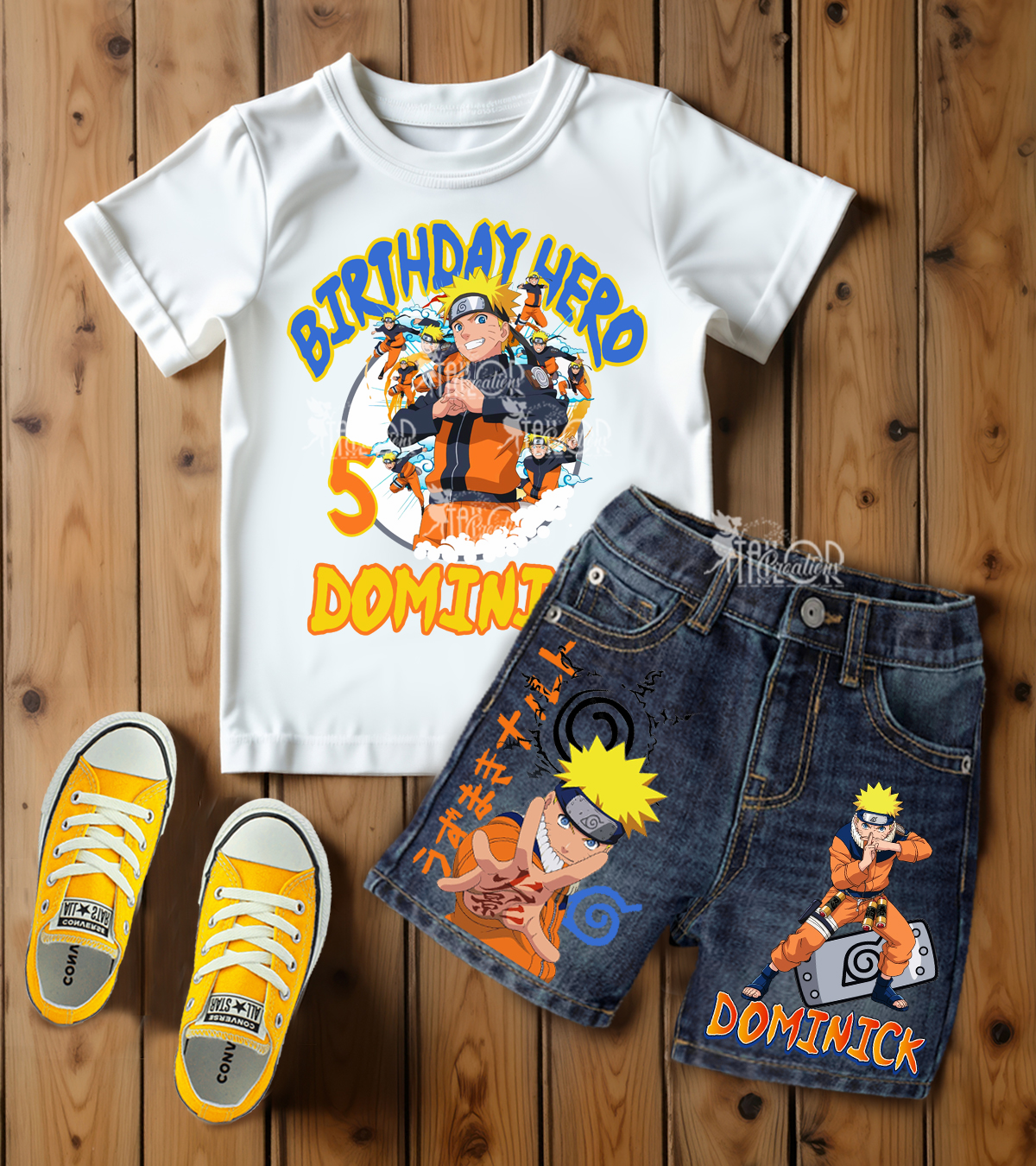 Naruto Anime Custom Birthday Denim Outfit - Naruto Birthday Party Outfit Set for Kids
