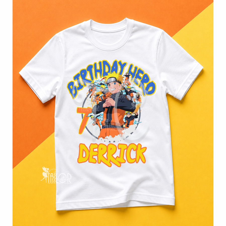 Naruto Anime Custom Birthday Tee Shirt - Naruto Birthday Party Outfit Ideas for Kids