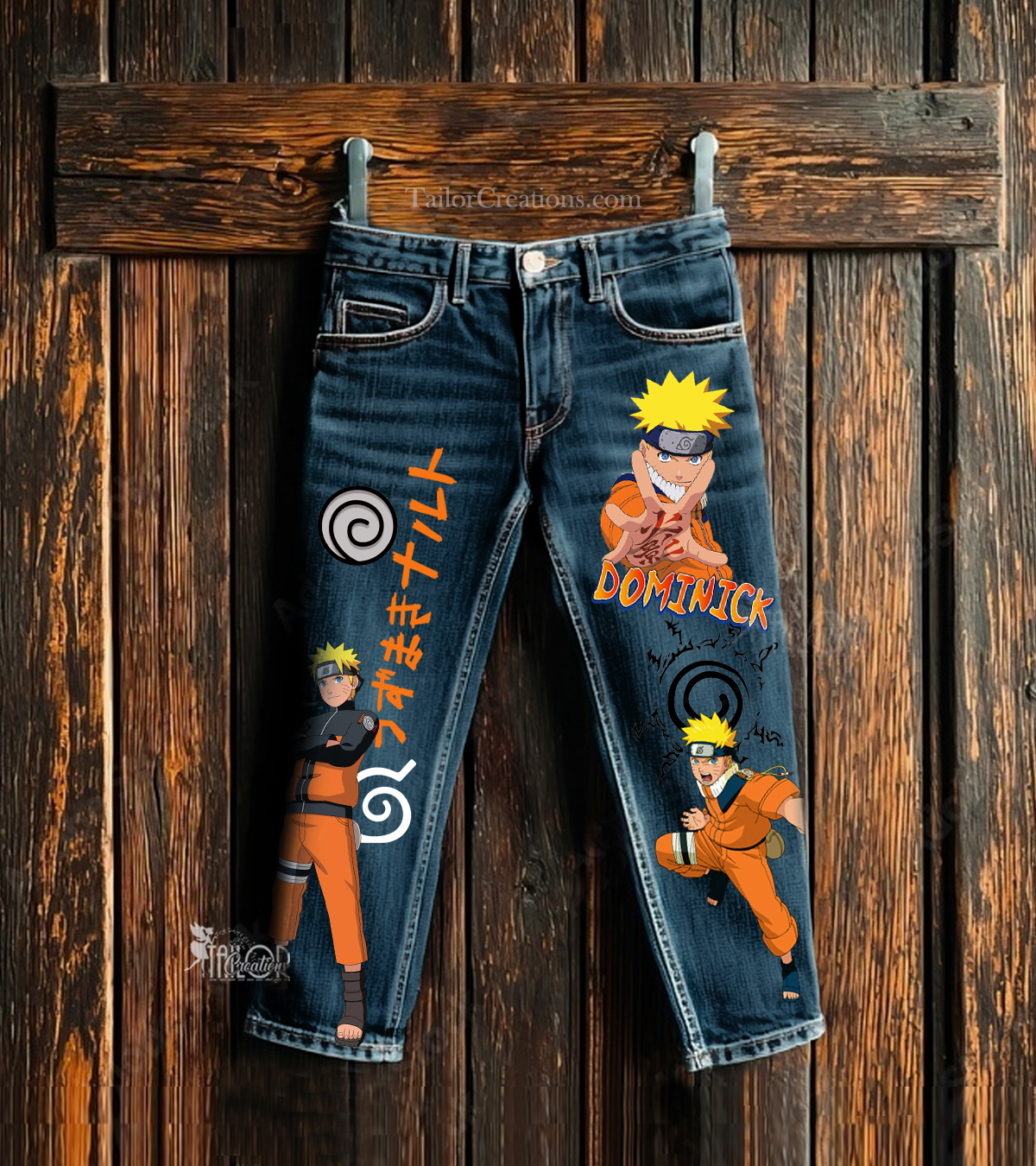Naruto Anime Custom Name Denim Jeans Pants - Naruto Birthday Party Outfit for Kids