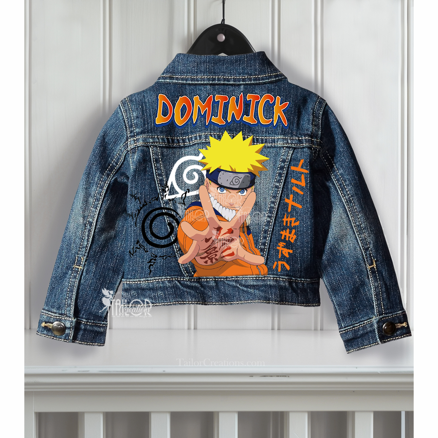 Naruto Custom Denim Jacket for Kids - Naruto Birthday Party Outfit Ideas Gift