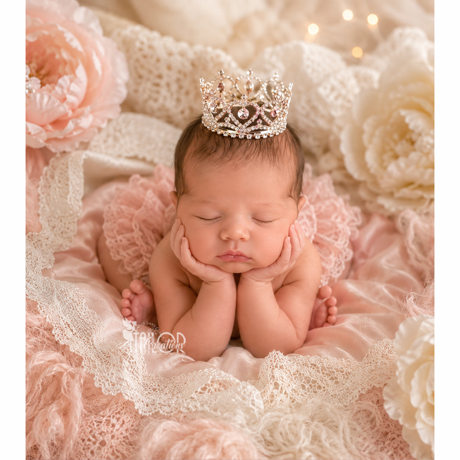Newborn Baby Girl Silver Crown Tiara - First Birthday Baby Girl Mini Crown