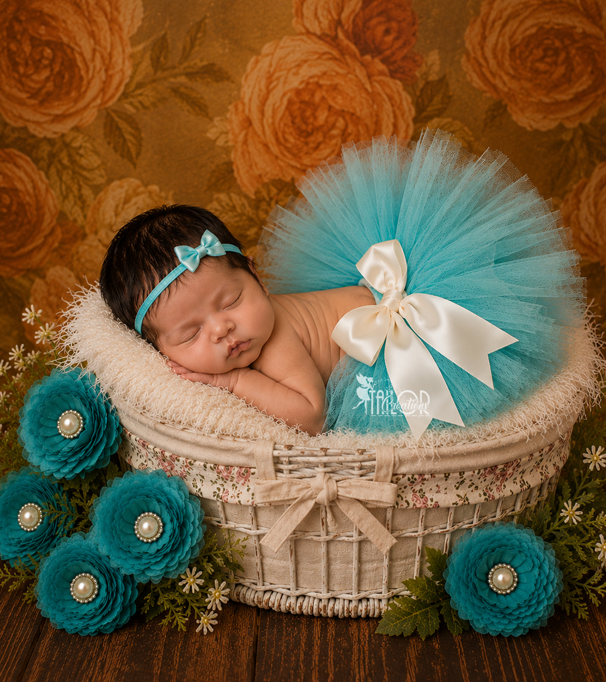 Newborn Baby Girl Teal Tutu Set Dress & Headband Set - Aqua Baby Girl Custom Tutu 