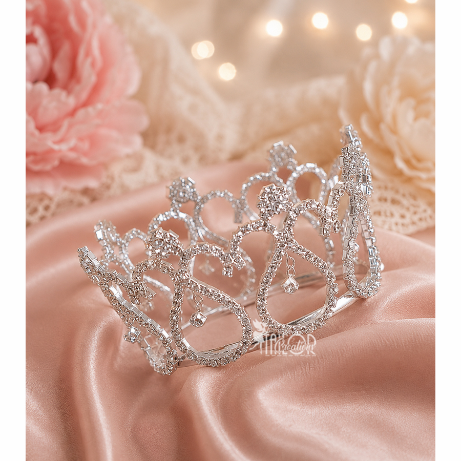 Newborn Silver Rhinestone Tiara Crown - Crystal Baby Crown Newborn Photography Prop