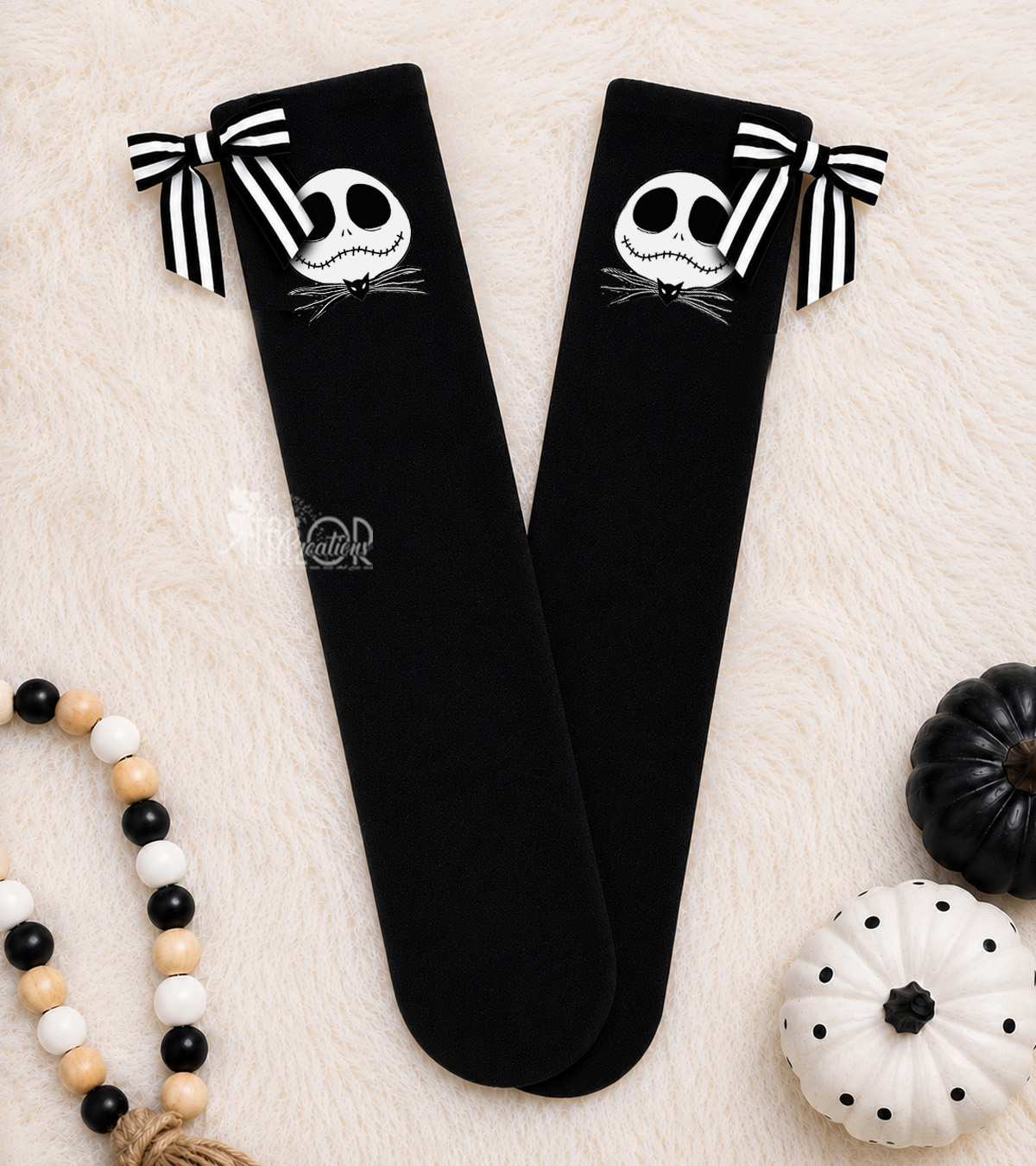 Nightmare Before Christmas Socks Knee High Bow for Kids - Jack Skellington Halloween Toddler Girl Socks