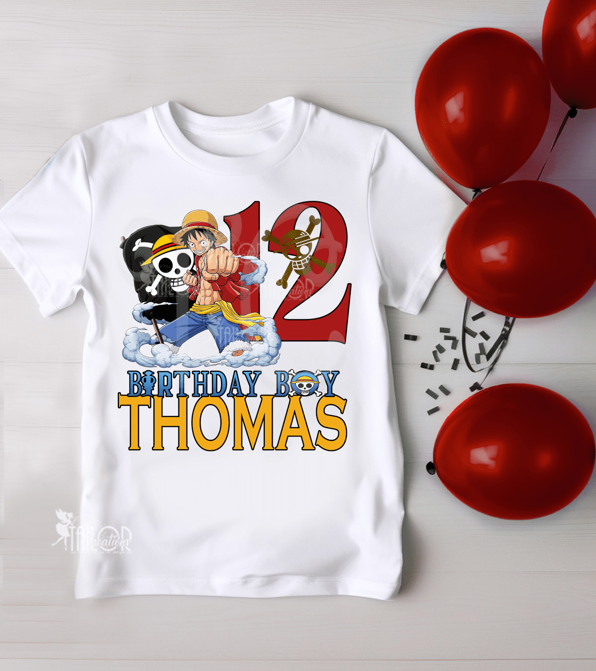 One Piece Monkey D Luffy Birthday Tee Shirt - Anime Birthday Party Outfit Boys
