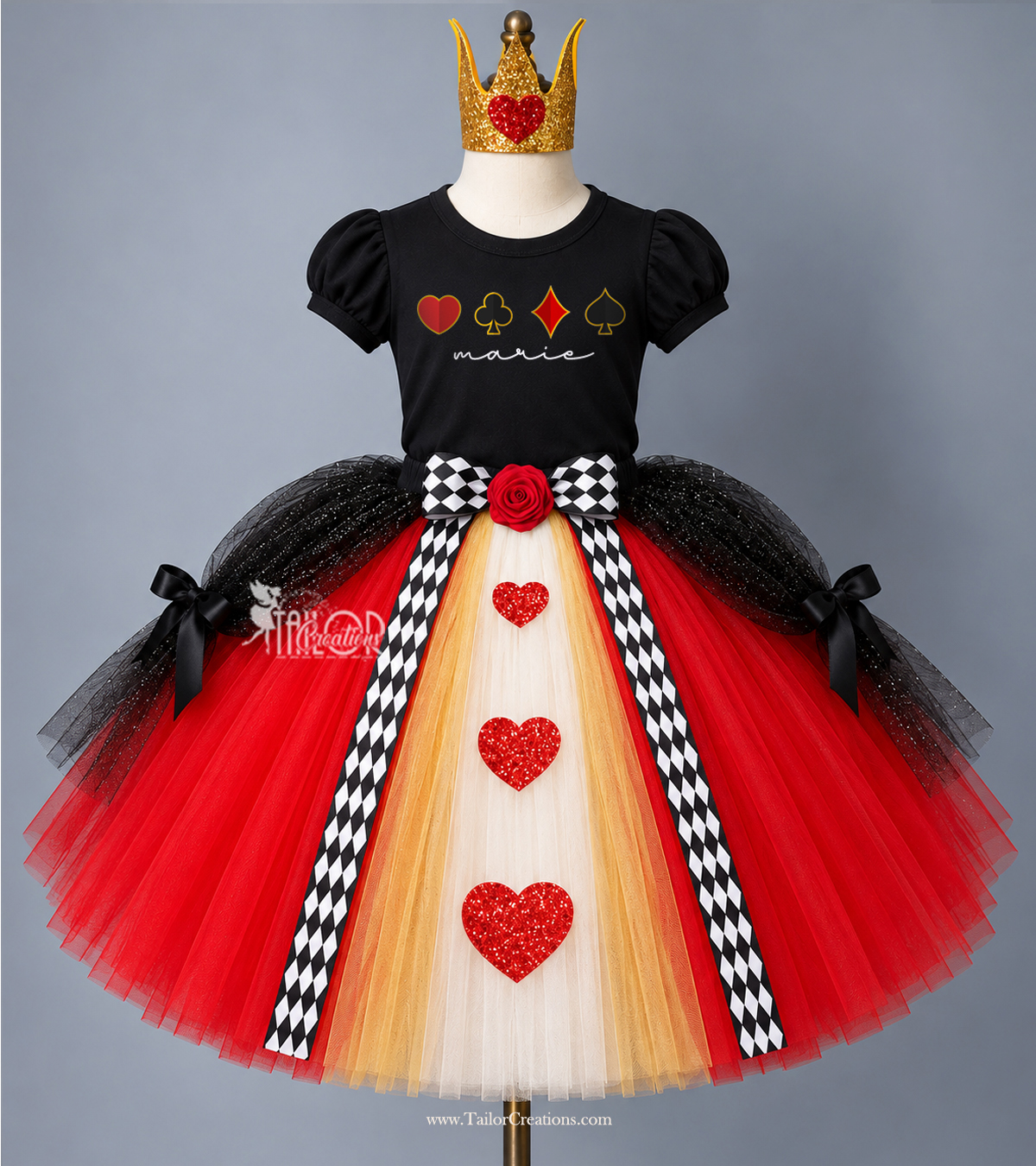Oueen of Hearts Custom Costume Girls Tutu Dress - Queen of Hearts Birthday Girl Outfit