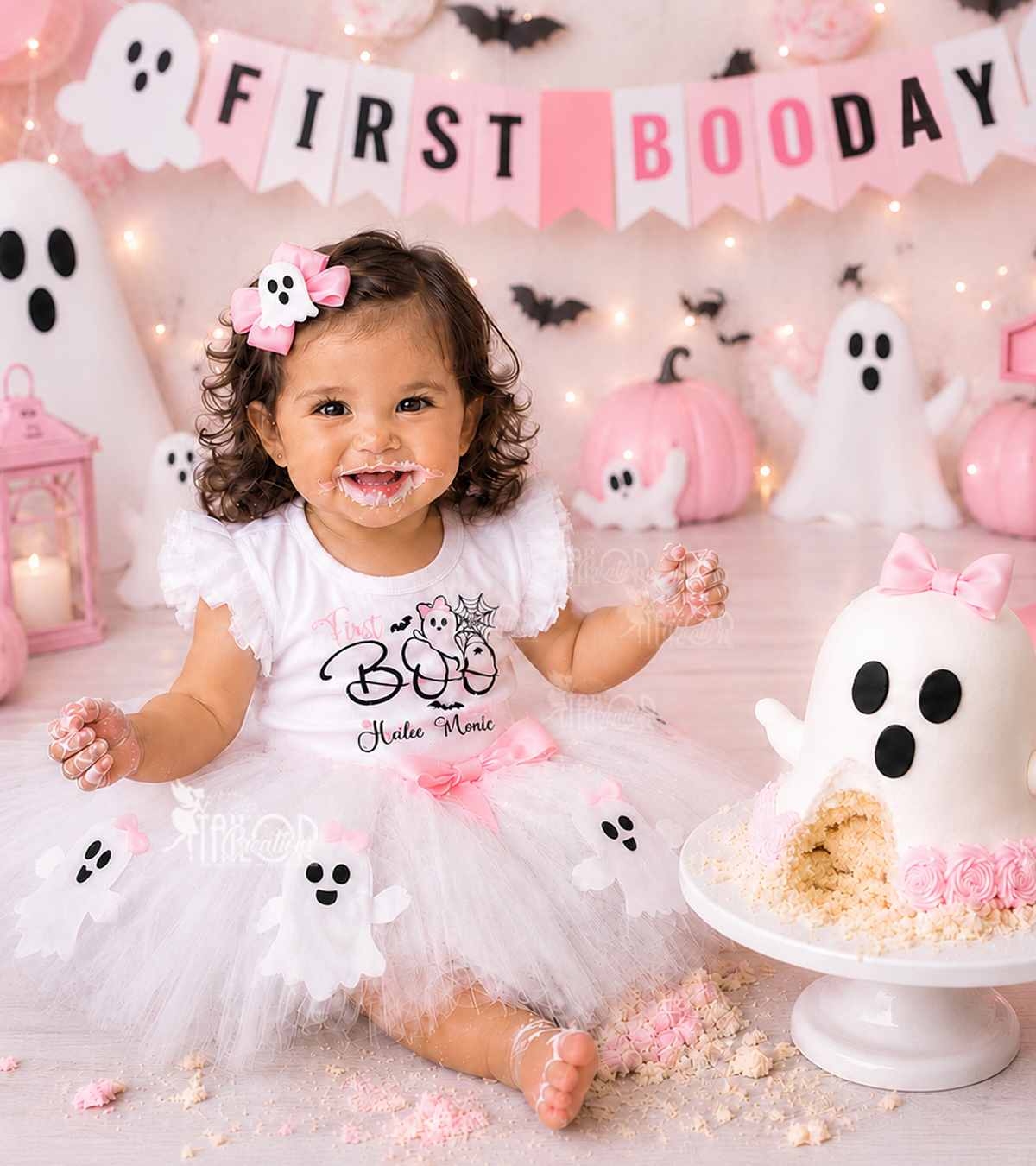 Pastel First Boo Day Ghost First Birthday Tutu Outfit - Spooky One Birthday Tutu Outfit