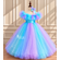 Pastel Rainbow Birthday Girl Tulle Tutu Dress - Mermaid Rainbow Flower Girl Dress