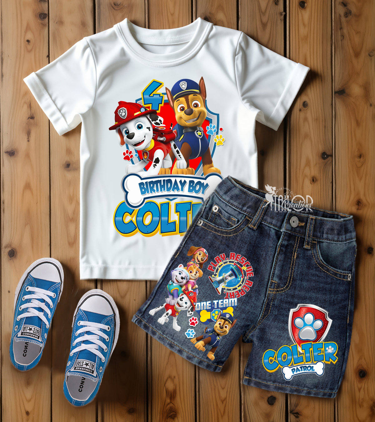 Paw Patrol Custom Denim Birthday Outfit Toddler Boys - Paw Patrol Shorts Set