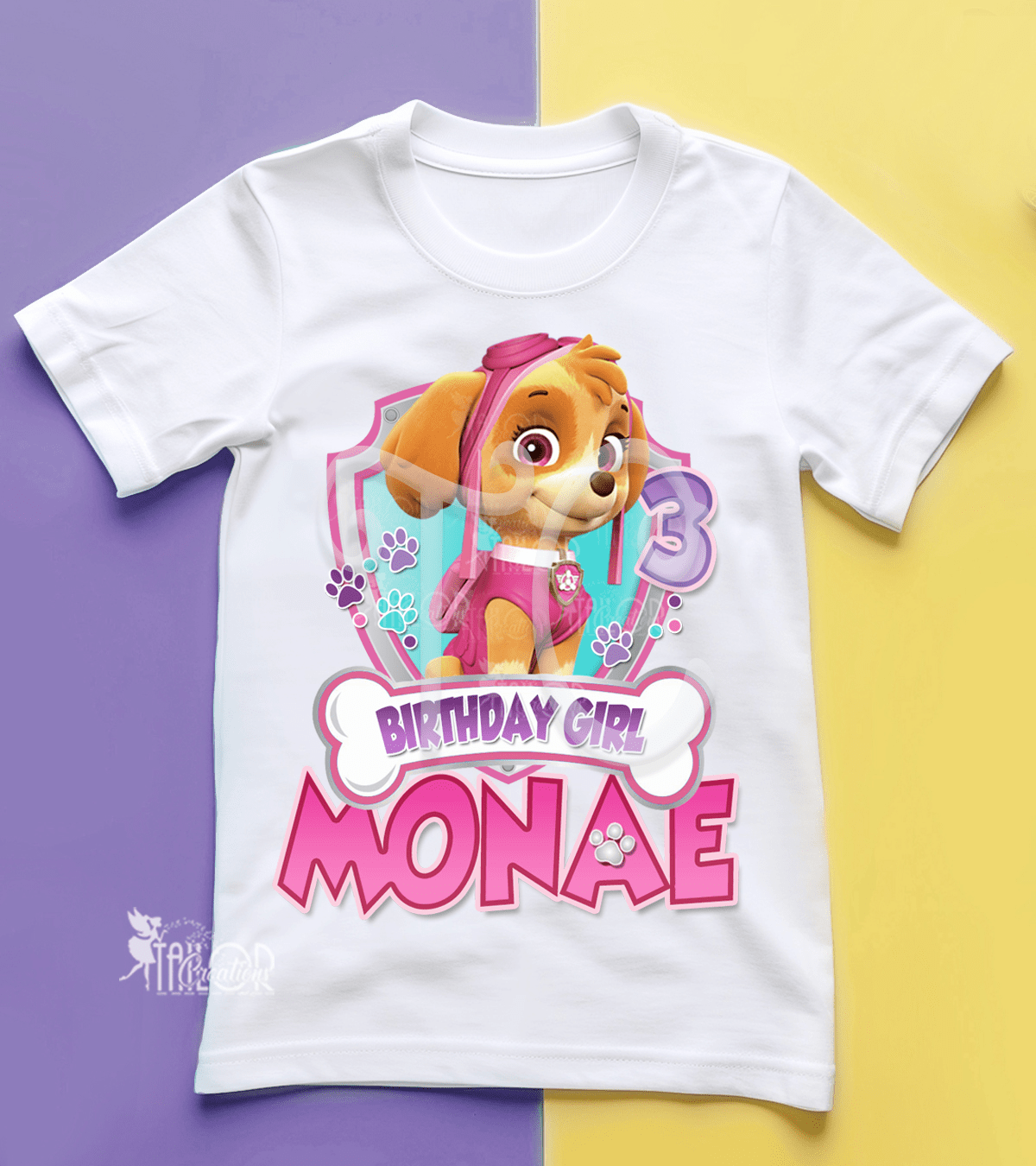 Paw Patrol Skye Custom Birthday Party Tee Shirt - Paw Patrol Birthday Party Matching Family Tee Shirts