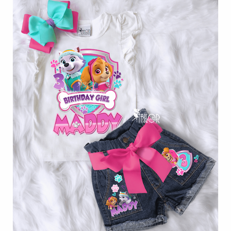 T-Shirt Paw Patrol Skye 4 Ans Fille - Col à Fronces, 100% Coton, Coupe Près Du Corps, Produit Officiel