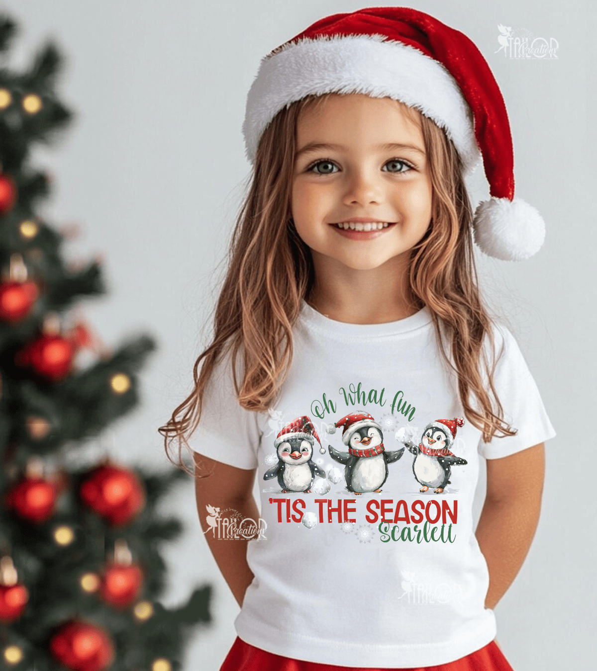 Penguin Christmas Custom Tee Shirt for Kids - Cute Tis the Season Toddler Sweatshirt