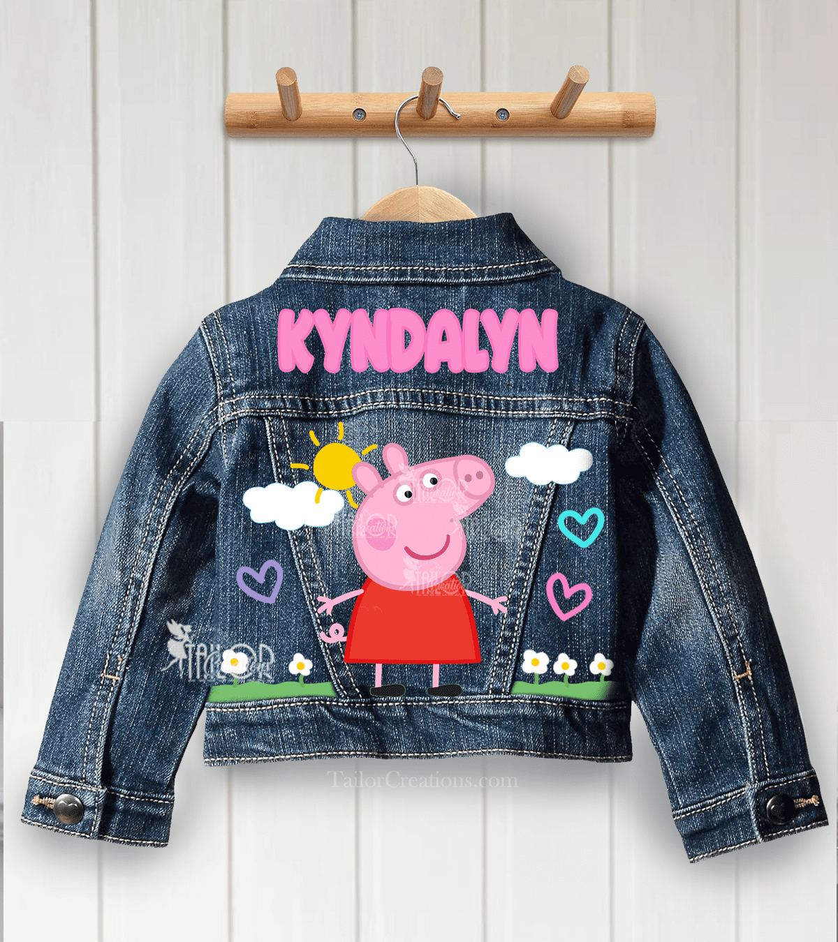 Peppa Pig Custom Denim Jacket Toddler/Kids - Peppa Pig Jean Name Jacket 