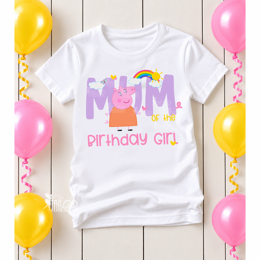 Peppa Pig Matching Family Birthday Tee Shirt - Peppa Pig Mum Personalized Birthday Shirt