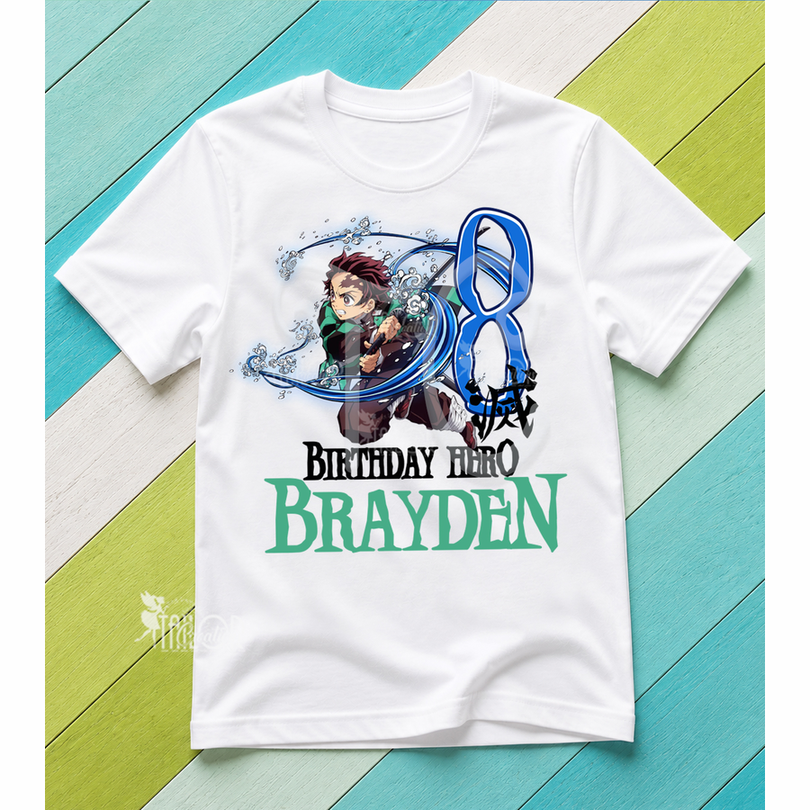 Personalized Denom Slayer Birthday Party Tee Shirt for Kids - Denom Slayler Birthday Outfit Kids