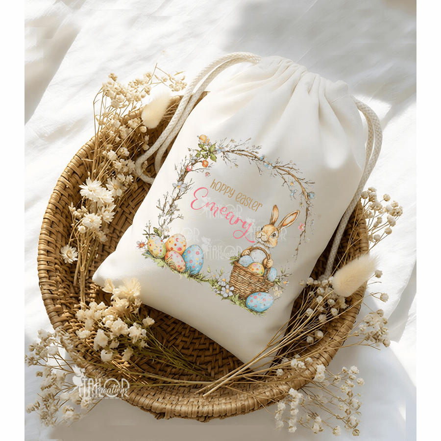 Personalized Easter Bunny Sack - Personalized Easter Gift Basket Bag - Child's Storage Bag